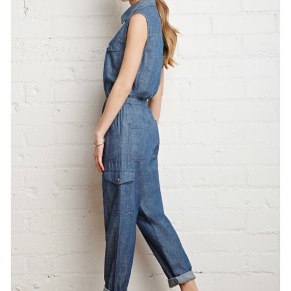 F21 Denim Jumpsuit - Picture 2 of 3